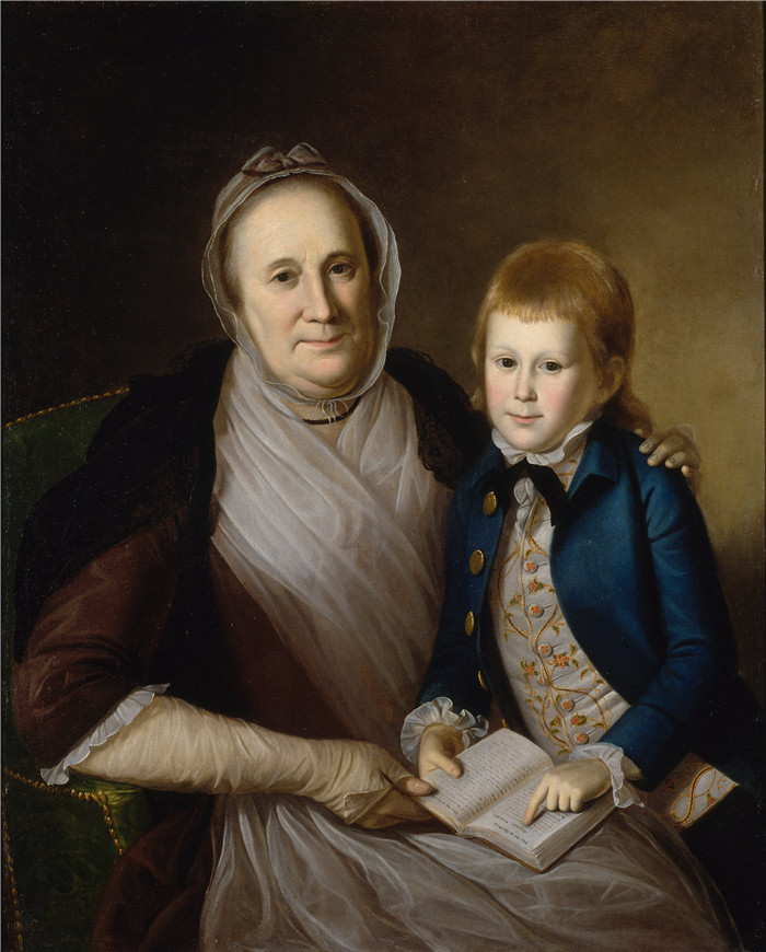 《詹姆斯·史密斯夫人和孙子》查尔斯·威尔逊·皮尔（Charles Willson Peale）画作-Mrs. James Smith and Grandson