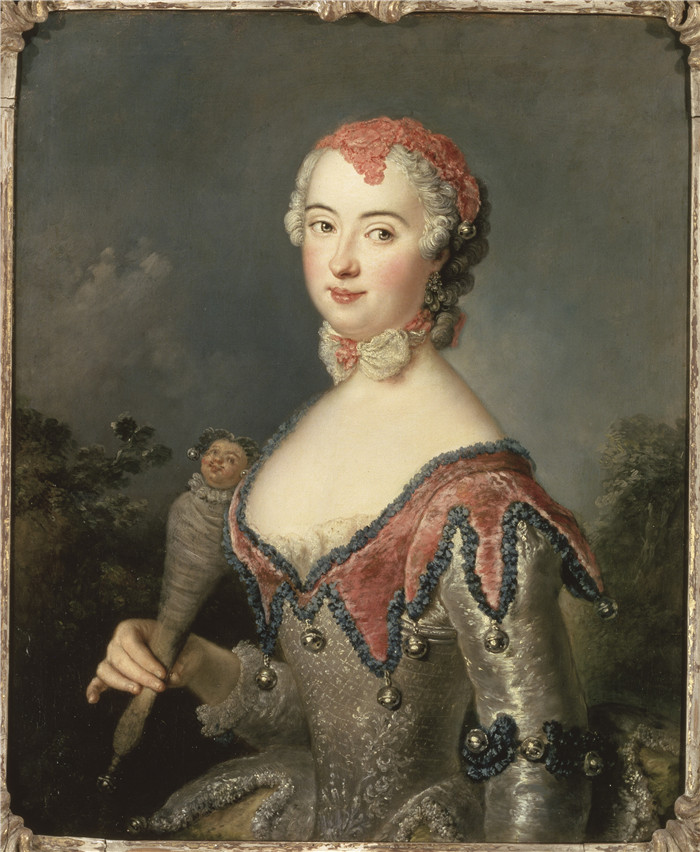 《夏洛塔·弗雷德里卡·斯帕雷》安托万·佩斯内（Antoine Pesne）油画-Charlotta Fredrika Sparre as La Folie