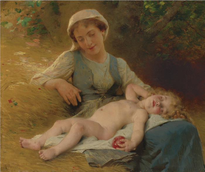 《快速入睡 1896 》莱昂·佩罗（Léon Perrault）的画作-- Fast Asleep