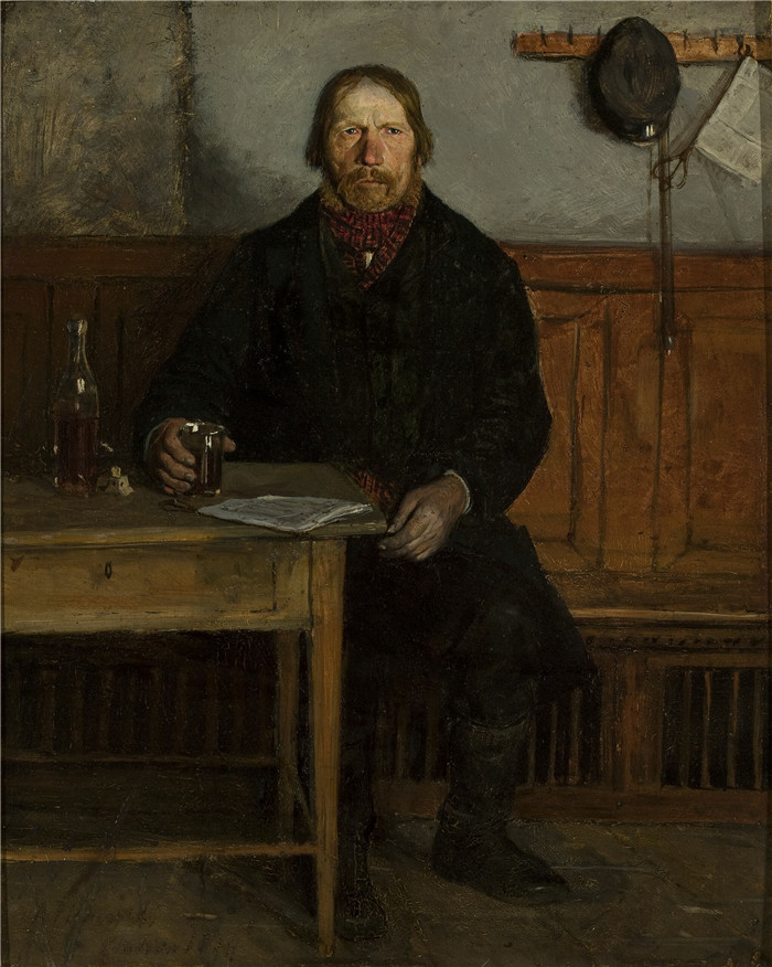 《在一家酒馆》安东尼·皮奥特洛夫斯基（Antoni Piotrowski）的画作-In a tavern