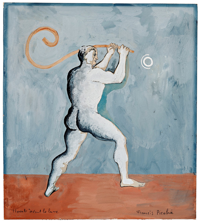 《月球前的大力神》弗朗西斯·毕卡比亚（Francis Picabia）的画作-hercule devant la lune
