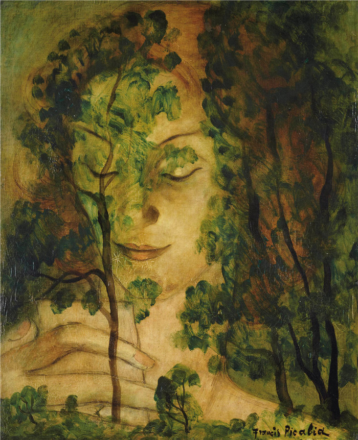 《树上的女人》弗朗西斯·毕卡比亚（Francis Picabia）的画作-femme aux arbres