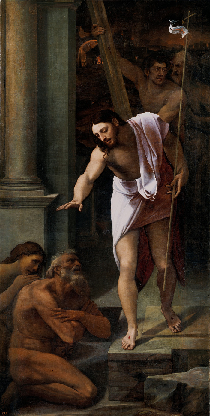 《从基督降到地狱》塞巴斯蒂亚诺·德·皮翁博(Sebastiano del Piombo)油画-Bajada de Cristo al Limbo (Sebastiano del Piombo)