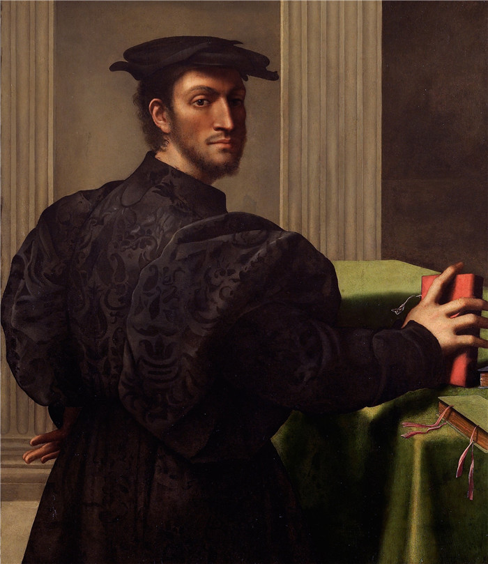 《戴黑帽子的绅士肖像》塞巴斯蒂亚诺·德·皮翁博(Sebastiano del Piombo)油画-Portrait of a Gentleman in a Black Ca