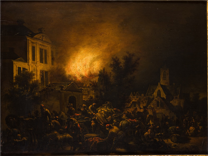 《城市中的火灾》埃格伯特·范德波尔（Egbert van der Poel）的画作-Fire in the City – Palace in the Fire