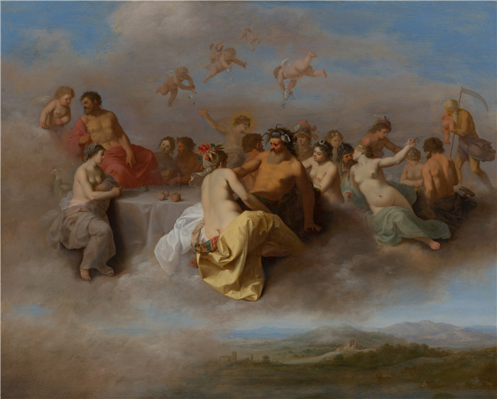 《遇见云中的神》科内利斯·范·波伦伯奇（Cornelis van Poelenburch）的画作-Meeting Gods In The Clouds