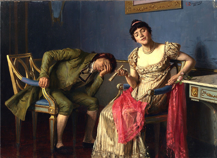 《冷漠》乔瓦尼·巴蒂斯塔·夸德罗内 （Giovanni Battista Quadrone） 的画作-Indifference (1895)