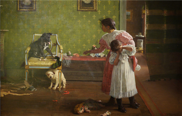 《第一次痛苦》乔瓦尼·巴蒂斯塔·夸德罗内 （Giovanni Battista Quadrone） 的画作-First pains (1898)