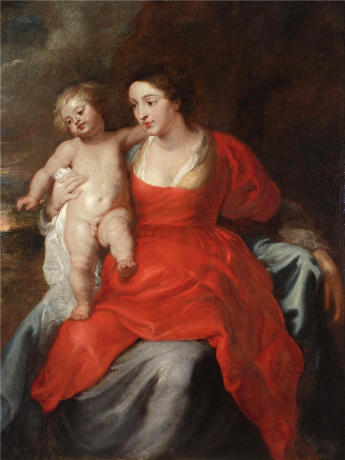 《麦当娜和孩子》伊拉斯谟·奎利努斯二世（Erasmus Quellinus II）的画作-Madonna and Child