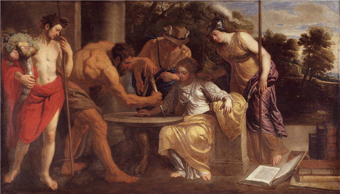 《拉沃雷和康斯坦提亚》伊拉斯谟·奎利努斯二世（Erasmus Quellinus II）的画作-Labore et Constantia