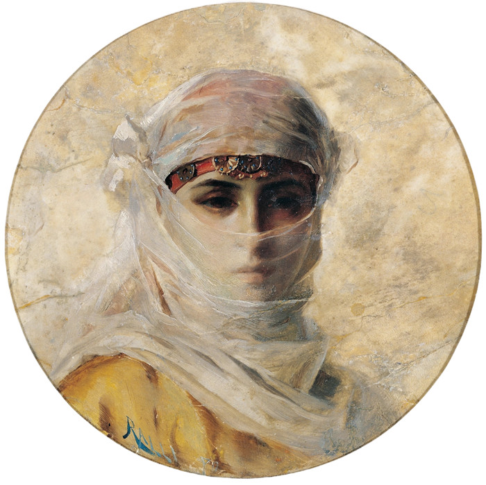 《戴黄色面纱的女人》西奥多·雅克·拉利 （Théodore Jacques Ralli） 的画作-Théodore Jacques Ralli