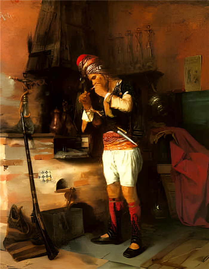 《巴什巴祖克》西奥多·雅克·拉利 （Théodore Jacques Ralli） 的画作-Bashi-bazouk (Ralli)