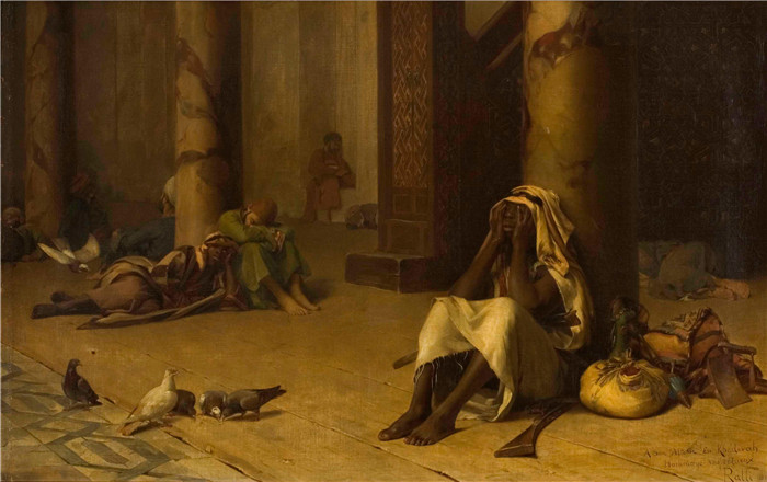 《在清真寺里》西奥多·雅克·拉利 （Théodore Jacques Ralli） 的画作-In the Mosque