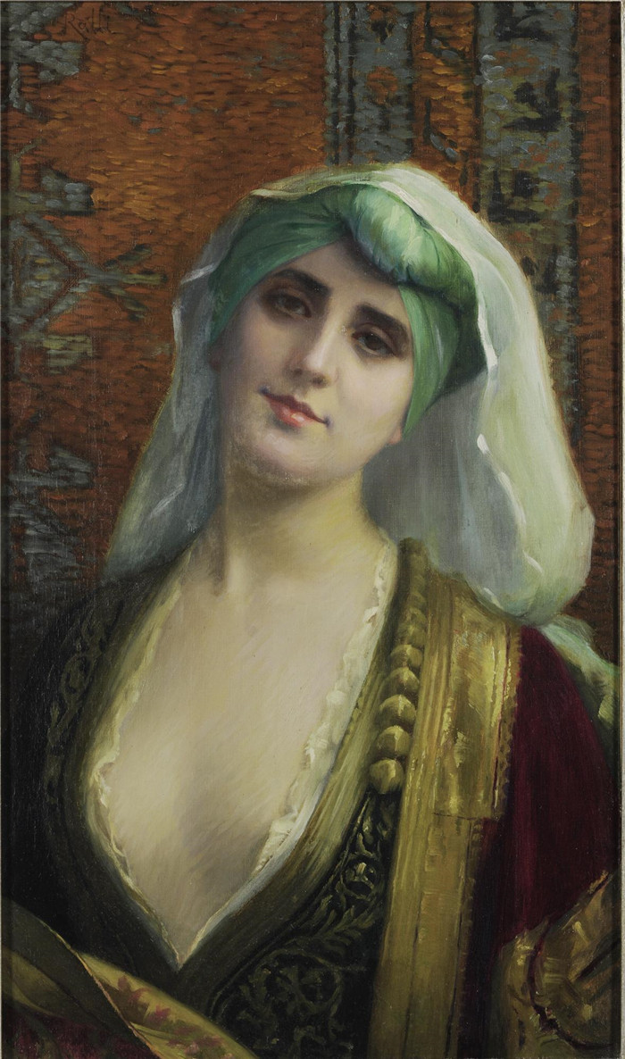 西奥多·雅克·拉利 （Théodore Jacques Ralli） 的画作-一个女人的肖像Portrait of a Woman (Ralli)