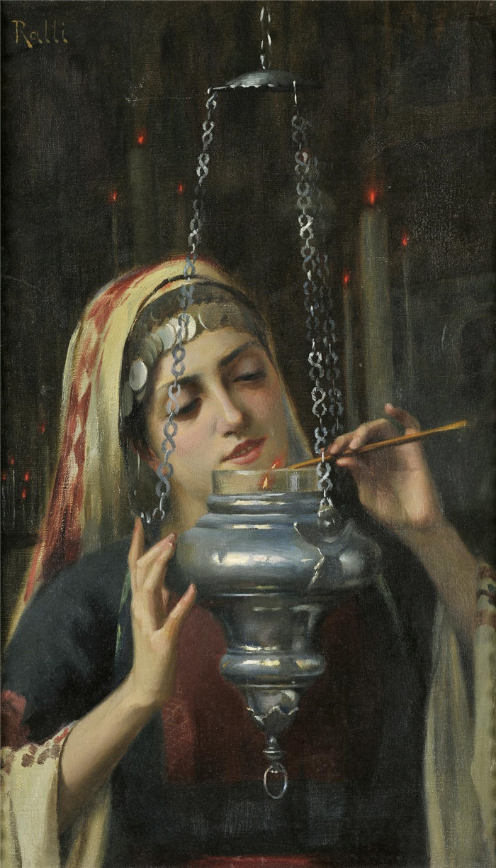 《教堂内部》西奥多·雅克·拉利 （Théodore Jacques Ralli） 的画作-Church Interior (Ralli)