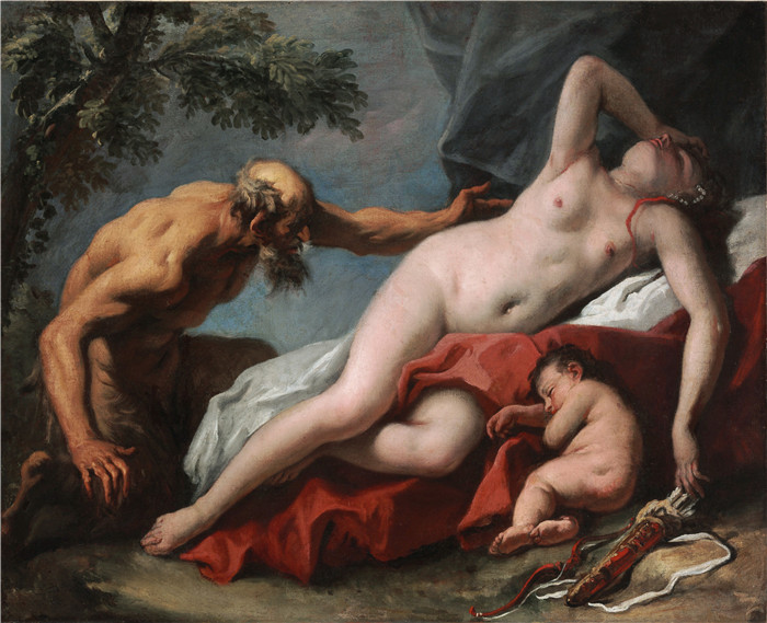 《金星和土星》塞巴斯蒂亚诺·里奇（Sebastiano Ricci）油画-Venus and Satyr