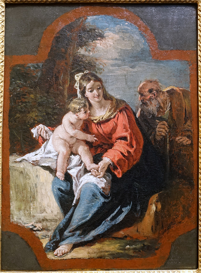塞巴斯蒂亚诺·里奇（Sebastiano Ricci）油画-《逃往埃及途中的休息》The Rest on the Flight into Egypt, 1720年