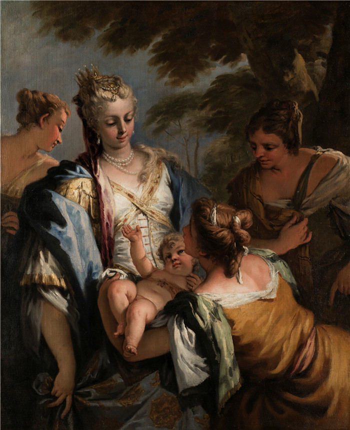 《摩西的发现》塞巴斯蒂亚诺·里奇（Sebastiano Ricci）油画- The Finding of Moses, c. 1710,