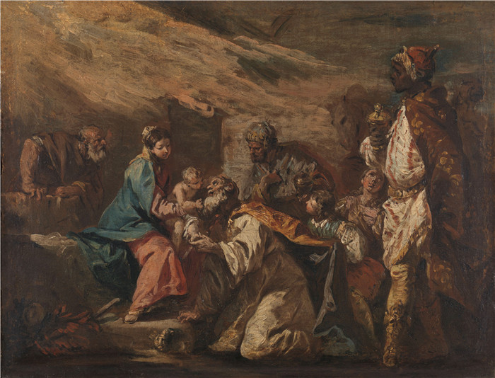 《国王的崇拜》塞巴斯蒂亚诺·里奇（Sebastiano Ricci）油画-De aanbidding der koningen