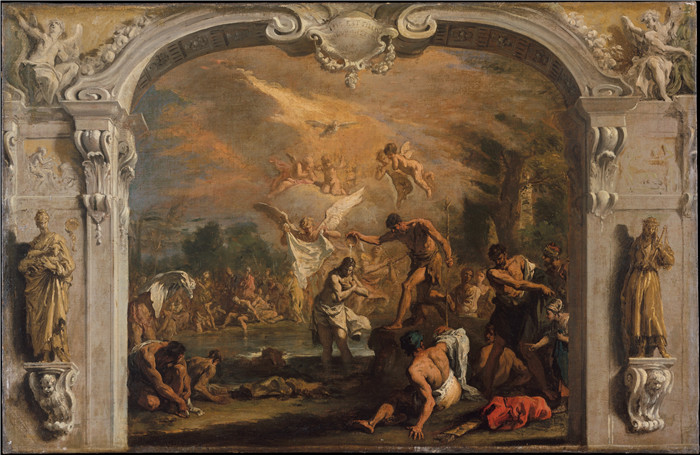 《基督的洗礼》塞巴斯蒂亚诺·里奇（Sebastiano Ricci）油画-The Baptism of Christ MET DT9354