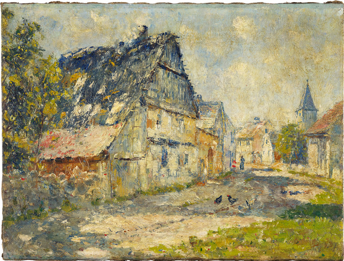 《魏玛附近村街》克里斯蒂安·罗尔夫斯（Christian Rohlfs）油画-Village Street in Ehringsdorf near Weimar (SM sg411)