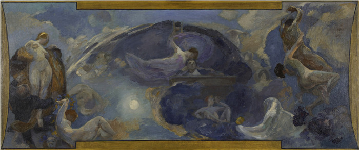 《小皇宫素描，南画廊》阿尔弗雷德·菲利普·罗尔（Alfred Philippe Roll）的画作-Esquisse pour le Petit Palais, galerie sud , Poésie