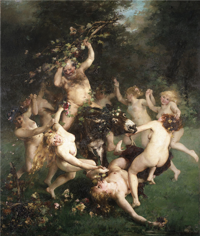 《盛宴》阿尔弗雷德·菲利普·罗尔（Alfred Philippe Roll）的画作-The Feast of Silenus - 1880
