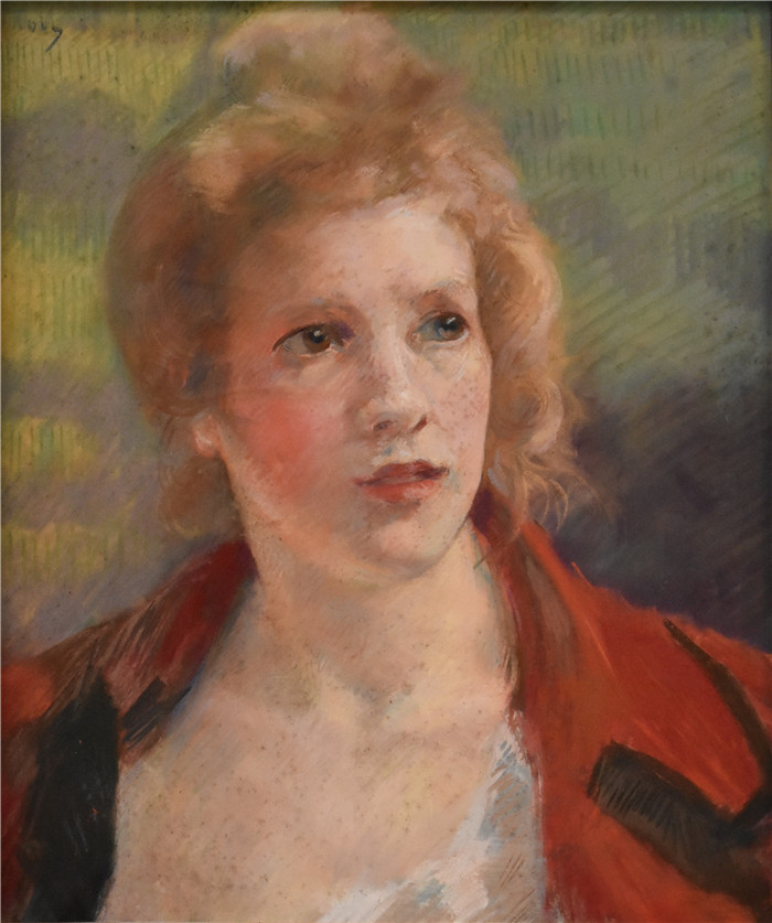 《女性肖像》阿尔弗雷德·菲利普·罗尔（Alfred Philippe Roll）的画作-Portrait de femme 02