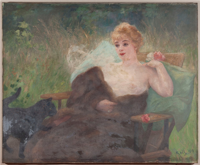 《艾米莉·迪特尔小姐》阿尔弗雷德·菲利普·罗尔（Alfred Philippe Roll）的画作-Mademoiselle Amélie Diéterle par Alfred Roll en 191