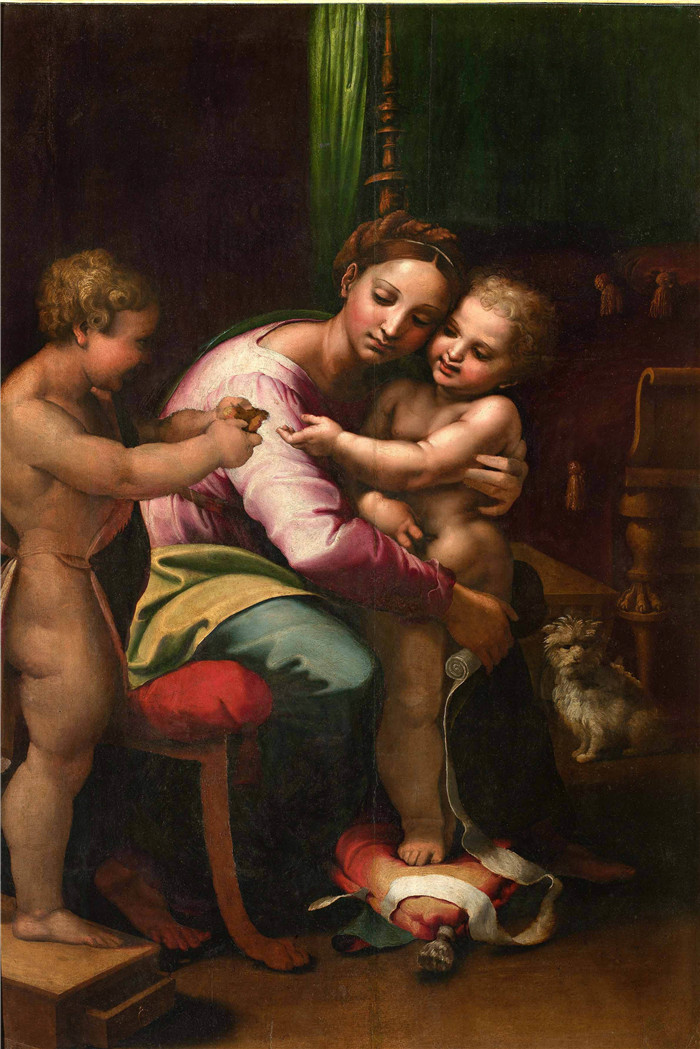 《圣母玛利亚与圣若望婴儿》朱利奥·罗马诺（Giulio Romano）的画作-Madonna and Child with the Infant Saint John the Baptist