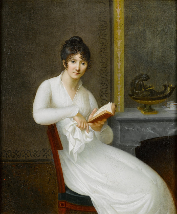 《一位年轻女士的肖像》阿黛尔·罗曼尼 （Adèle Romany）高清作品-Portrait of a young lady