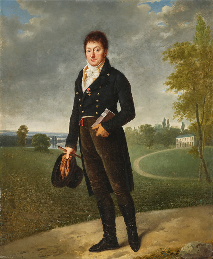 《一位绅士的全身肖像》阿黛尔·罗曼尼 （Adèle Romany）高清作品-Portrait of a gentleman