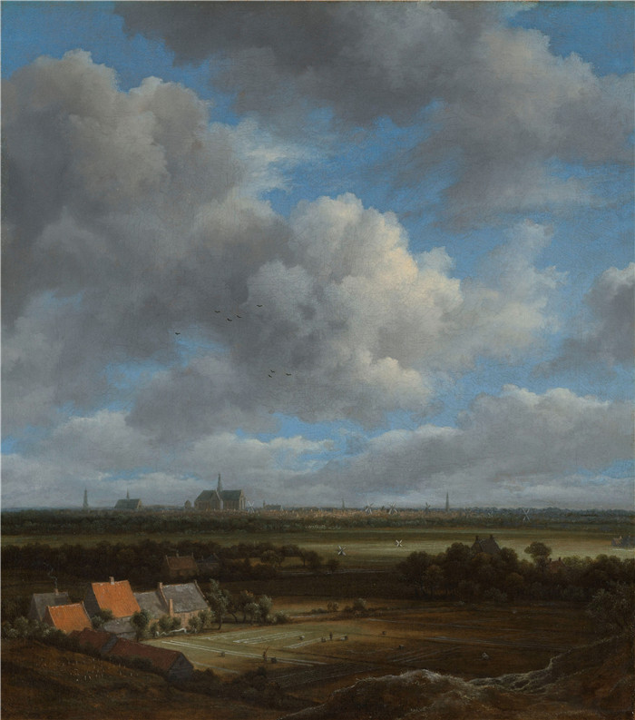 《从西北部看哈勒姆》雅各布·范·鲁伊斯黛尔（Jacob van Ruisdael）油画-Gezicht op Haarlem uit het noordwesten