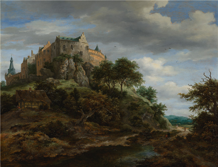 《城堡 贝滕海姆》雅各布·范·鲁伊斯黛尔（Jacob van Ruisdael）油画-Ruisdael kasteel Bentheim M