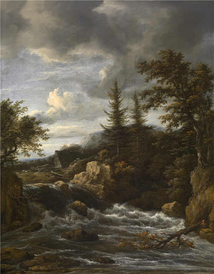 《挪威的瀑布》雅各布·范·鲁伊斯黛尔（Jacob van Ruisdael）油画-Waterval in Noorwegen