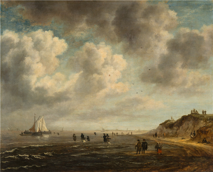 《纳尔海滩景观》雅各布·范·鲁伊斯黛尔（Jacob van Ruisdael）油画-Naar  Beach View