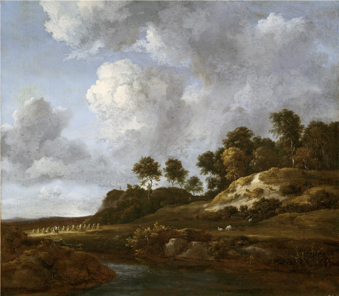 《康沃尔郡的风景》雅各布·范·鲁伊斯黛尔（Jacob van Ruisdael）油画-Landscape with Cornfields