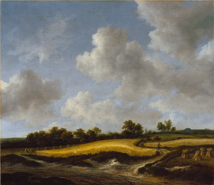 《麦田景观》雅各布·范·鲁伊斯黛尔（Jacob van Ruisdael）油画-Landscape with a Wheatfield