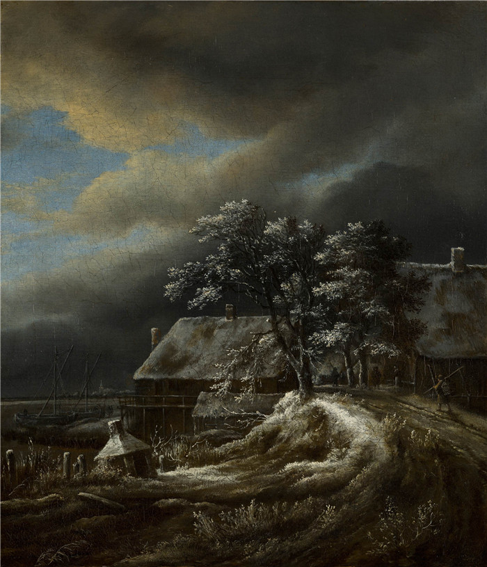 《毛里求斯冬季景观》雅各布·范·鲁伊斯黛尔（Jacob van Ruisdael）油画-Winter Landscape Mauritshuis
