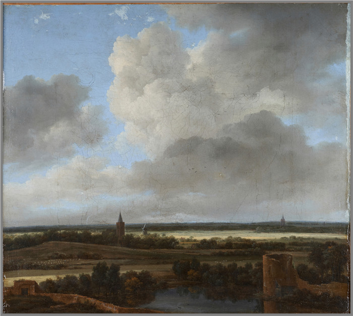《有废墟城堡和教堂的风景》雅各布·范·鲁伊斯黛尔（Jacob van Ruisdael）油画-Paysage avec un château en ruines et une église
