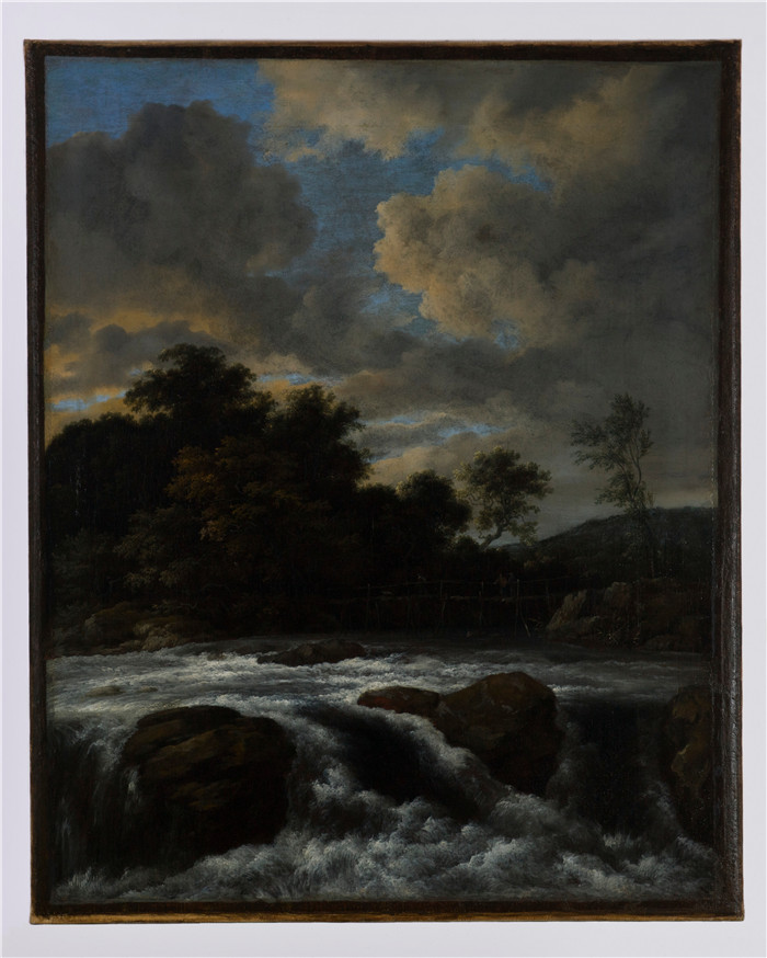 《瀑布景观》雅各布·范·鲁伊斯黛尔（Jacob van Ruisdael）油画-Landscape with Waterfall