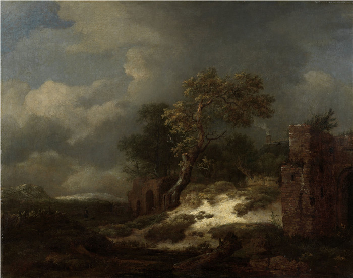 《有废墟的风景》雅各布·范·鲁伊斯黛尔（Jacob van Ruisdael）油画-Landschap met ruïnes