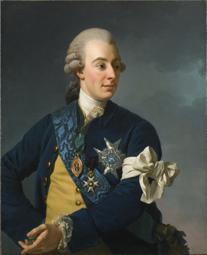 《古斯塔夫三世带着自由的手臂》亚历山大·罗斯林（ Alexander Roslin）油画-Gustav III with the Armlet of Freedom