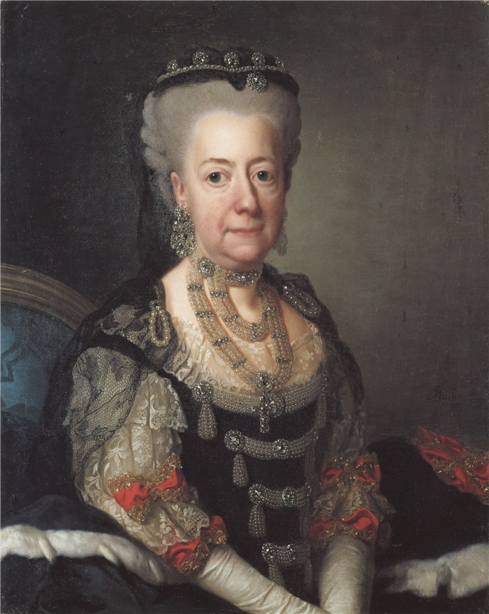《瑞典女王》亚历山大·罗斯林（ Alexander Roslin）油画-Luise Ulrike von Preußen - Queen of Sweden