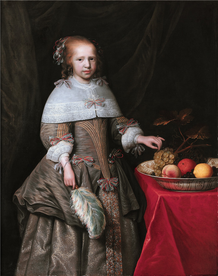《8岁女孩肖像》扬·阿尔贝茨（Jan Albertsz Rotius）的画作-Portrait of an unknown 8-year-old girl, by Jan Albertsz Rotiu
