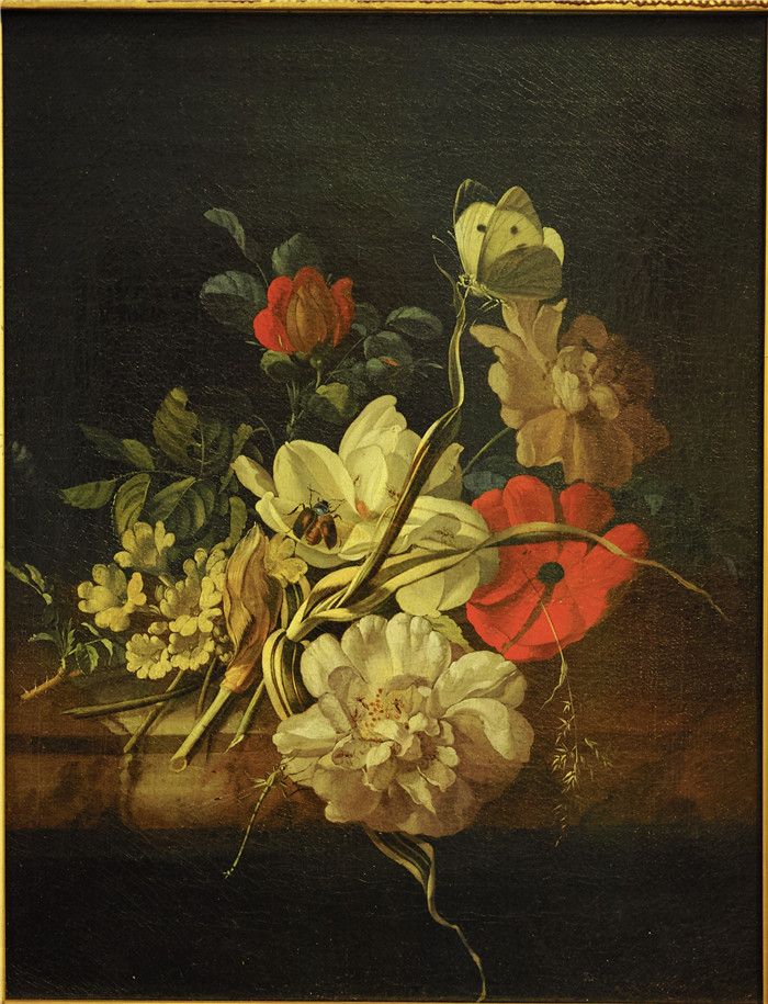 《花束 Blumenstraus》雷切尔·鲁伊施 （Rachel Ruysch） 的画作- - Hamburger Kunsthalle