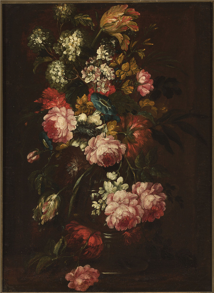 《鲜花》雷切尔·鲁伊施 （Rachel Ruysch） 的画作-Flowers