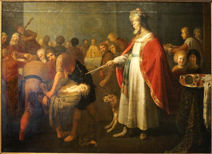 《不值得参加婚礼的客人》德克·范·桑特沃特(Dirck van Santvoort)画作-parabola dell'ospite indegno al matrimonio