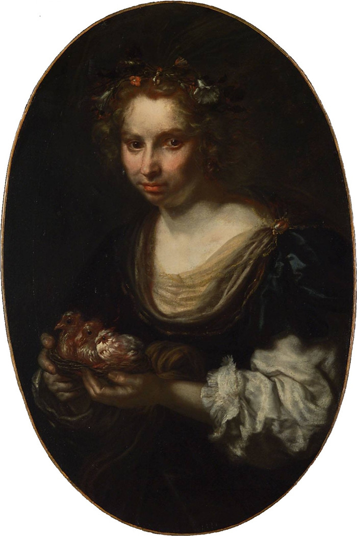 约阿希姆·冯·桑德拉特(Joachim von Sandrart)的画作-有鸽巢的女人