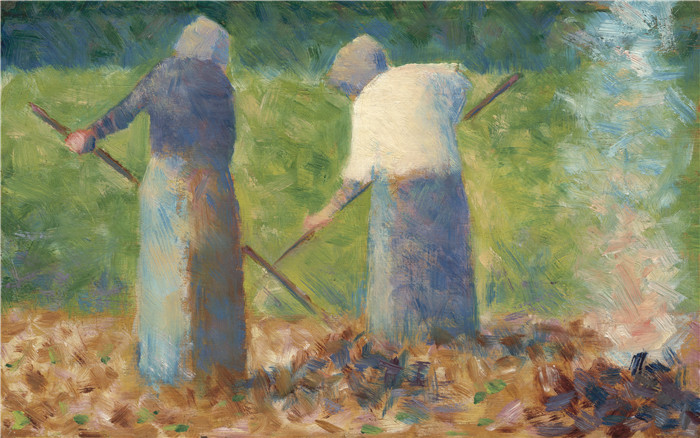 《蒙特费梅尔的打谷人》乔治·修拉(Georges Seurat)高清作品-Haymakers at Montfermeil, c. 1882